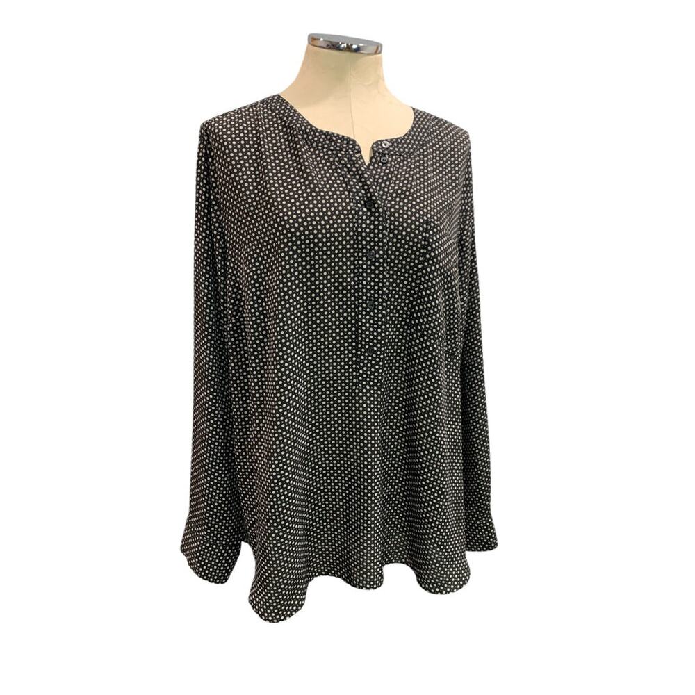Size 22/24 Lane Bryant Womens Plus Size Popover Dot Print Blouse Shirt